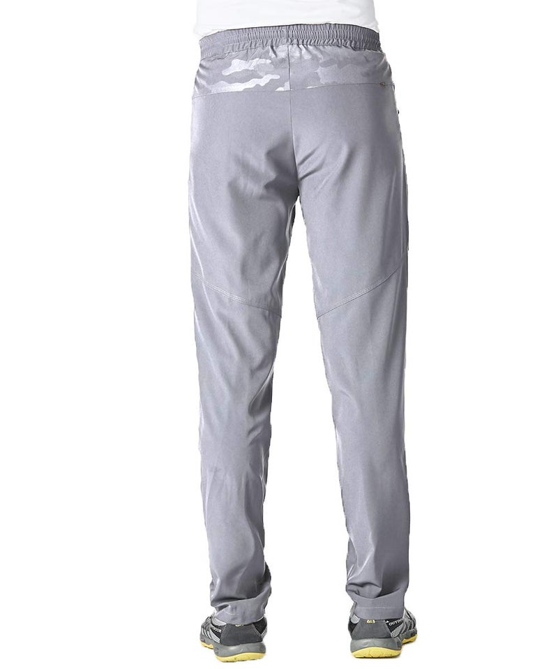 Gopune Men's Casual Pants Lightweight Hiking Running Sweatpants Quick Dry Outdoor Athletic Zipper Pockets (Light Grey,XL) - Image 2